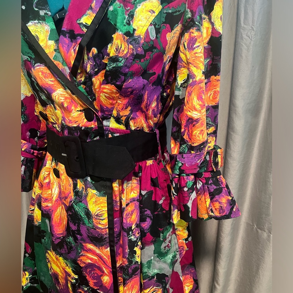 Floral trench coat size M NWOT - Picture 4 of 14